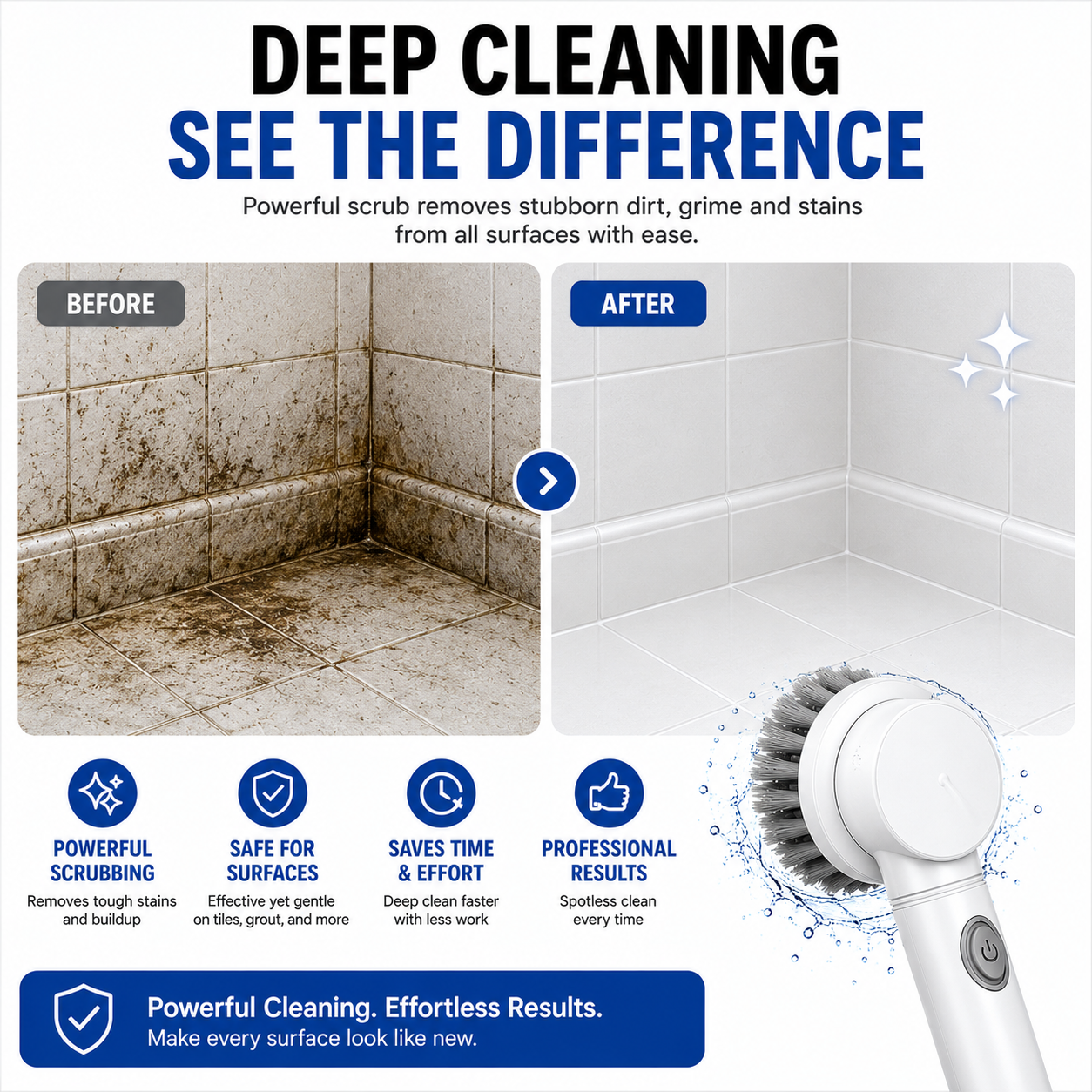 Cordless Electric Spin Scrubber | 5 Brush Heads | Powerful Bathroom & Kitchen Cleaning Tool