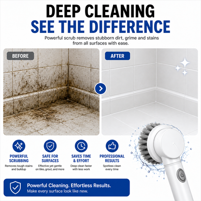 Cordless Electric Spin Scrubber | 5 Brush Heads | Powerful Bathroom & Kitchen Cleaning Tool