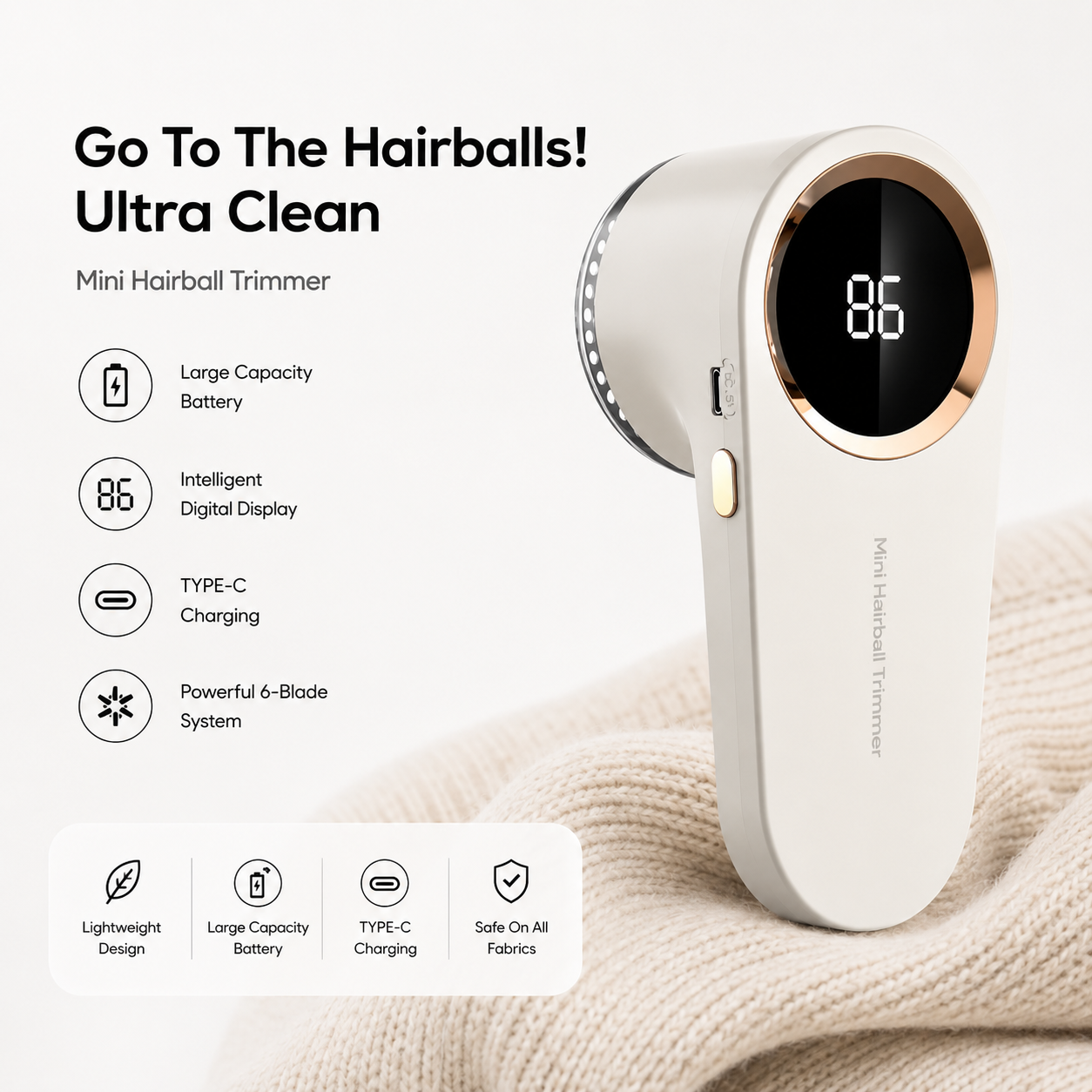 Rechargeable LED Lint Remover - Ultimate Fabric Shaver for Sweaters & Clothing