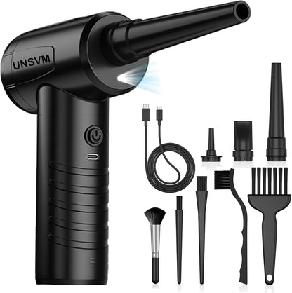 Air Duster,Efficient Electric Air Duster,Compact Rechargeable Cordless Compressed Air Duster,Quiet Air Blower,Portable 3-Gear Versatilie Dust Blower with LED Light for Keyboard Cleaning