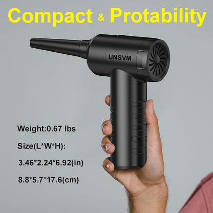 Air Duster,Efficient Electric Air Duster,Compact Rechargeable Cordless Compressed Air Duster,Quiet Air Blower,Portable 3-Gear Versatilie Dust Blower with LED Light for Keyboard Cleaning